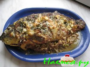 Сазан запеченный с грибами и сельдереем