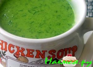 Шпинатовый суп-пюре с курицей и картофелем