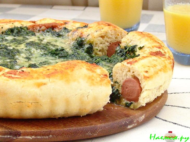Пирог дрожжевой со шпинатом