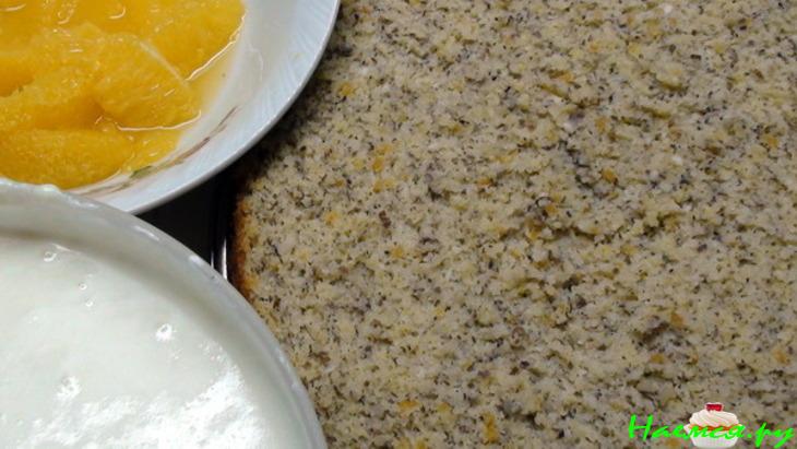 Торт «Апельсиновый» с твороженным суфле и миндально-цитрусовым бисквитом без муки  