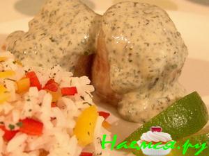 Сайда с мятным соусом