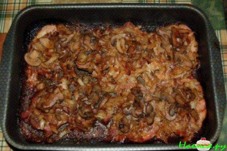 Мясо в смородиново-томатной закваске с грибами