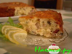 Чизкейк с беконом и грибами