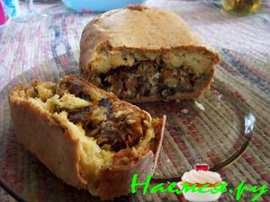 Пирог на кефире с грибами