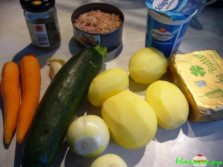 Картофельно-кабачковый суп-пюре с тунцом