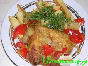 Филе пангасиуса со сладким перцем и ананасами