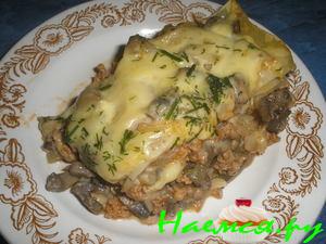 Лазанья с мясом, грибами и капустой Лазанья с мясом, грибами и капустой