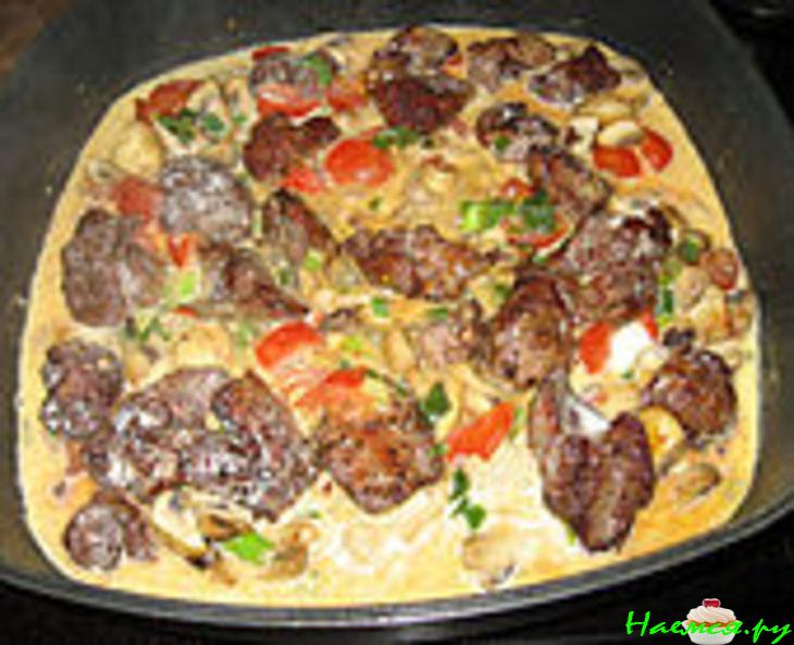 Индюшачья печень с грибами