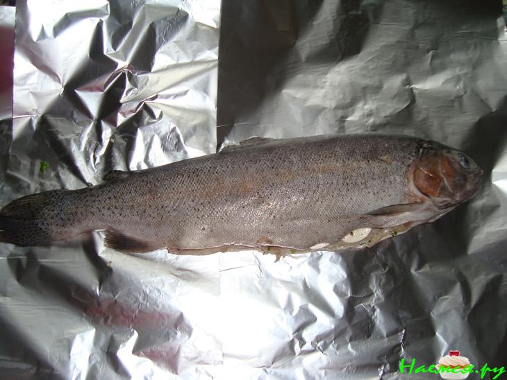 Форель с шампиньонами в фольге