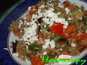 Овощной рис с мясом и брынзой