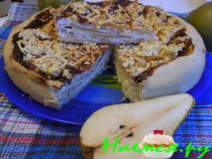 Грушевый пирог с творожной заливкой Грушевый пирог с творожной заливкой