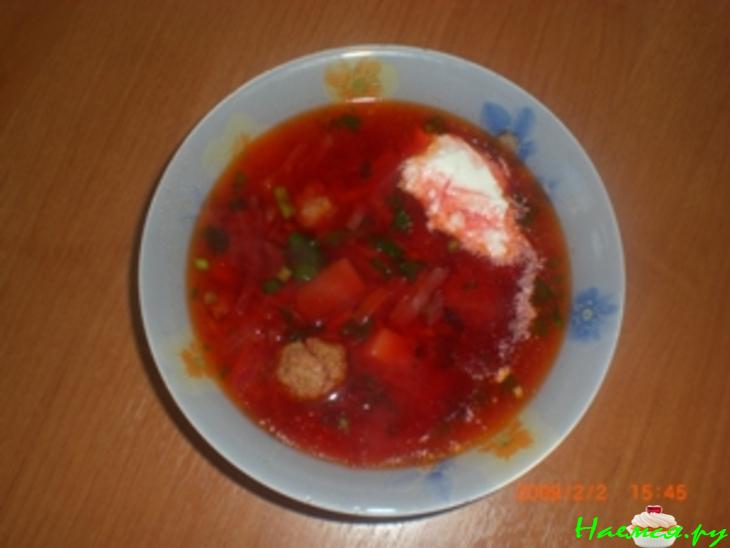 Борщ с нежными фрикадельками 