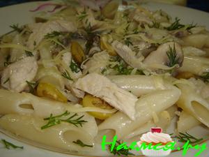 Тортелятте с курицей (макароны перо)