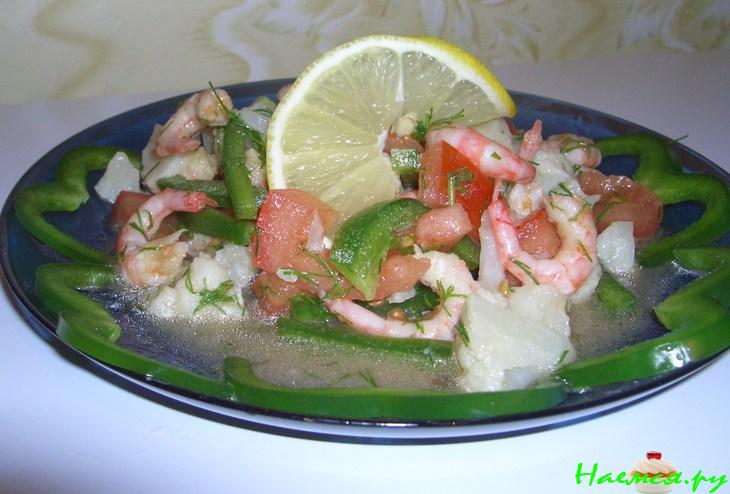 Салат с цветной капустой и креветками