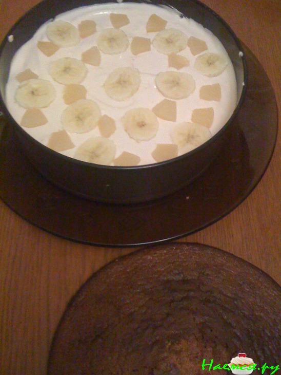 Торт бисквитный с фруктами и творожным кремом Торт бисквитный с фруктами и творожным кремом