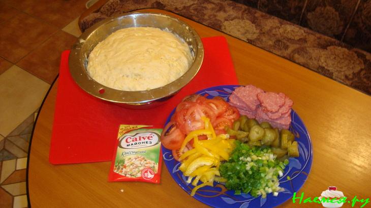 Пицца на пышном тесте "сырная при сырная"