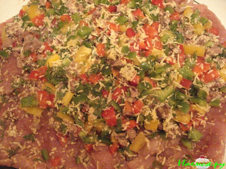 Рулет из филе индюшки с ароматной начинкой Рулет из филе индюшки с ароматной начинкой