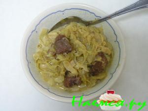 Капуста тушенная с говядиной