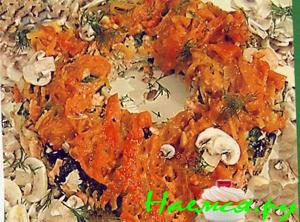 Рыбный пирог с шампиньонами