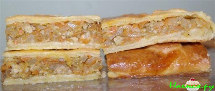 Сочный капустный пирог с куриным фаршем