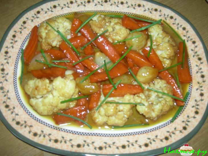 Гарнир овощной в кармельно-соевом соусе