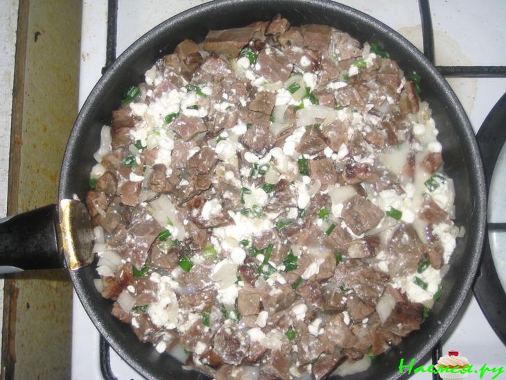 Легкое, тушенное с зернистым творогом