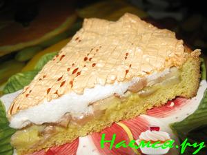 Песочный пирог с грушей и безе "Росса рассвета"