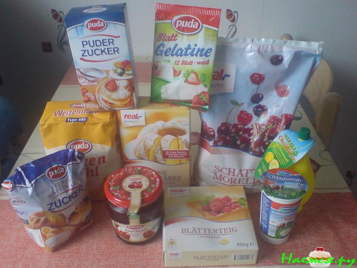 Вишнёвый торт из слоеного теста Вишнёвый торт из слоеного теста