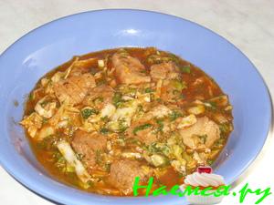 Капуста тушеная со свининой