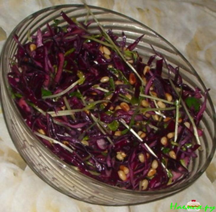 Салат из краснокачанной капусты с проростками