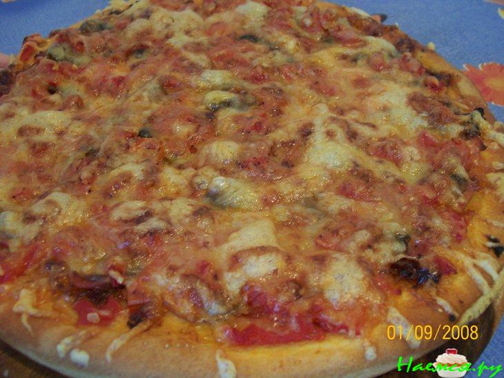 Пицца с куриным мясом и грибами Пицца с куриным мясом и грибами