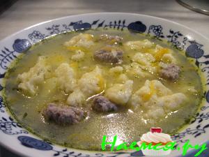 Суп с галушками и фрикадельками