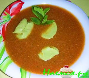 Холодный Гаспачо с кремом из авокадо (один из вариантов Гаспачо)