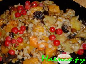 Постная запеканка из тыквы с гречкой