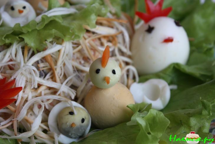 Салат "Гнездо" с куриным филе