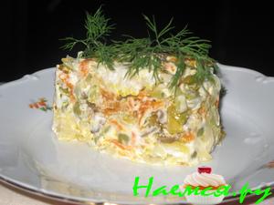 Салатик с печенью и квашеной капустой