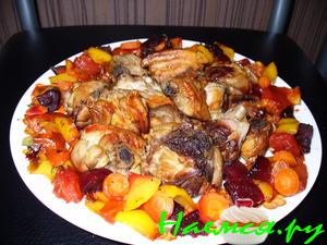 Куринные окорочка в вине и мандариновом соке с овощами Куринные окорочка в вине и мандариновом соке с овощами