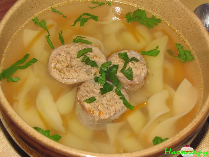 Суп-лапша с фаршированными куриными шейками Суп-лапша с фаршированными куриными шейками