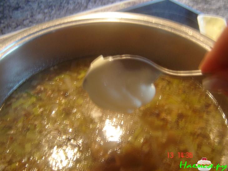 Сырный суп с пореем и шампиньонами