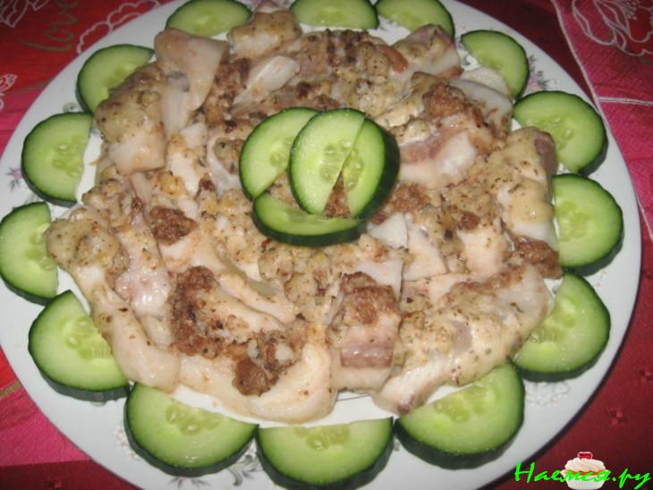 Морской язык в кляре из грецких орешков