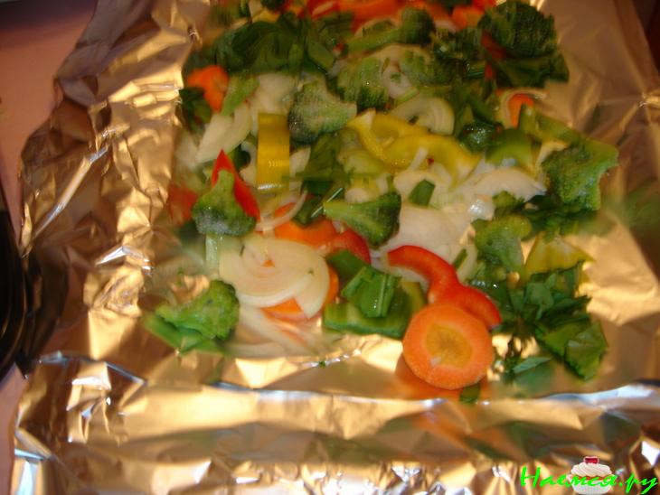 Морской язык запеченный с овощами