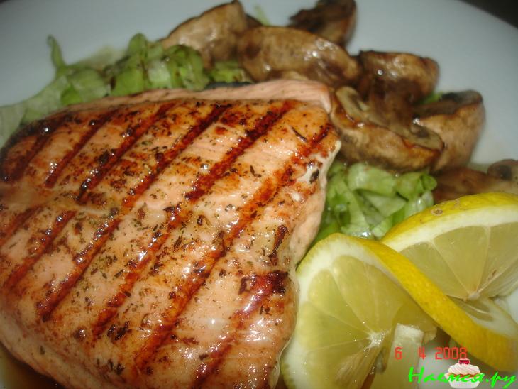 Семга гриль + грибы