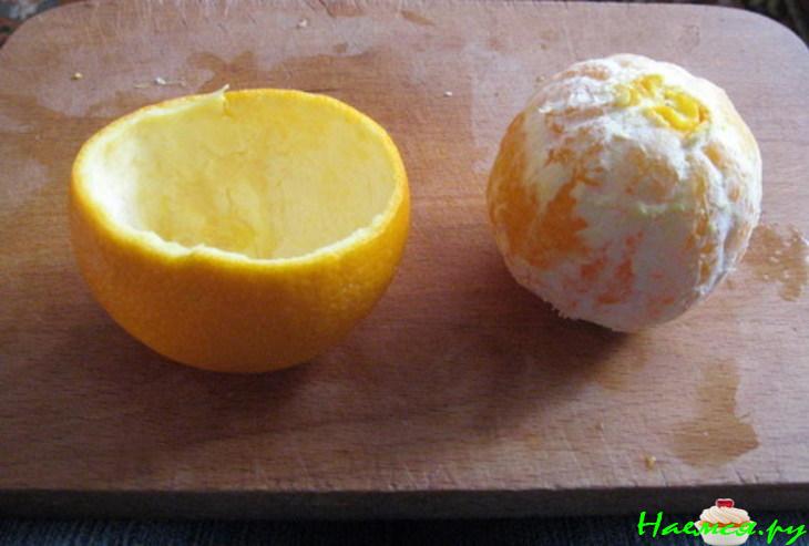 Груша с креветками в апельсине