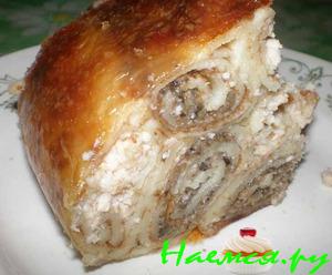 Курица фаршированная блинами