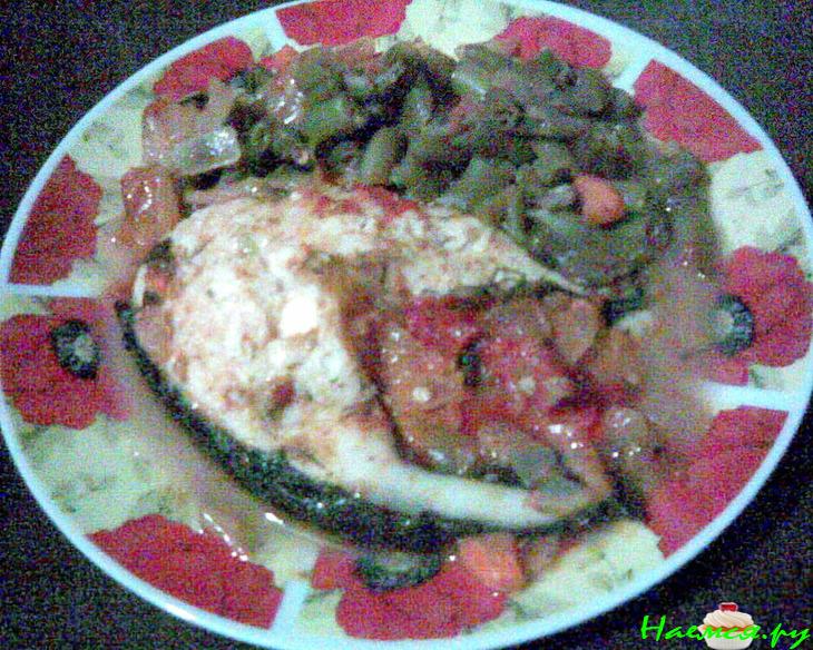 Зубатка со спаржевой фасолью