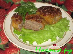 Котлеты из конины в кунжуте