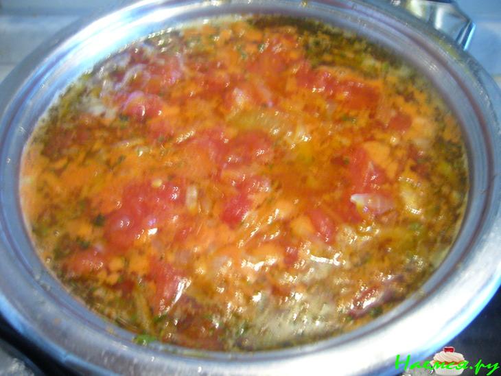 Густой томатный суп с цуккини и гречкой