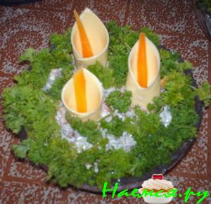 Салат куриный с опятами "Каллы"