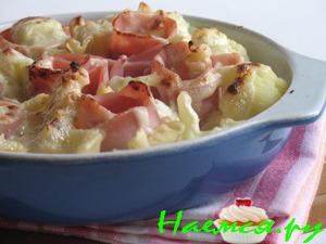 Паста с ветчиной и цветной капустой «Розовый сад»