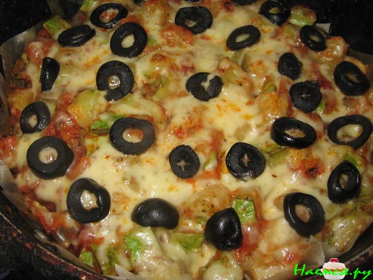 Рыба запеченная с кабачками